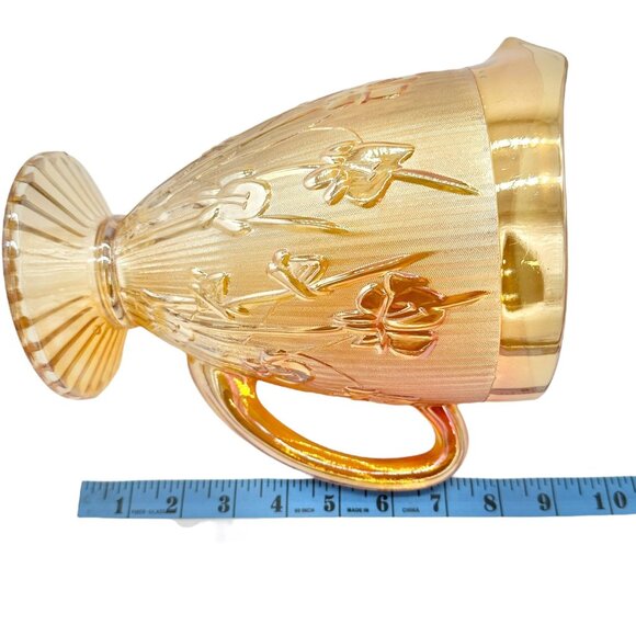 Jeannette Iris & Herringbone Marigold Pitcher 9 inch Carnival Glass - Picture 5 of 8
